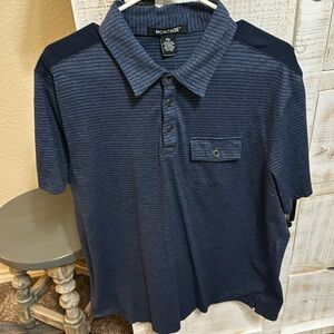 Dressy blue pull over with button pocket